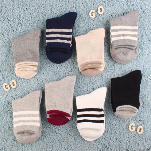 우리 아이 발에 행복을 신기세요! 새실로 아동용 더비 중목양말 8족 세트