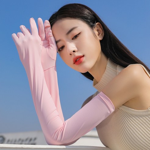 ZZJJC 아웃도어 라이딩 팔 토시 글러브 통기 벙어리 미끄럼 방지 운전아이스 슬리브녀, 핑크색