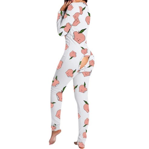Emeili 여성의 숨겨진 버튼 플랩 Jumpsuit Rompers 인쇄 잠옷 패션 V 목 Loungewear 파티 여행을위한 다운 홈웨어