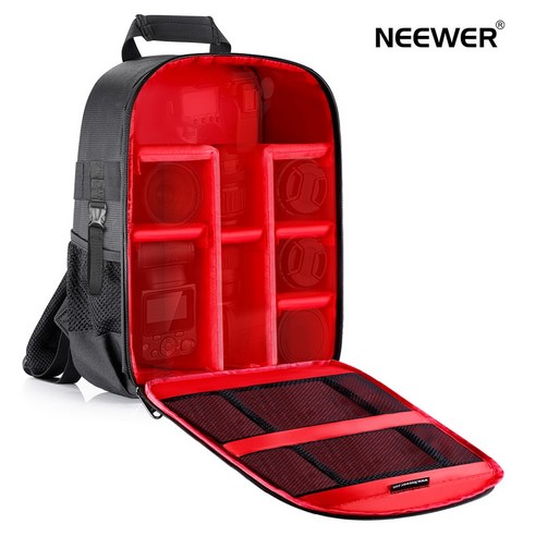 Neewer 다기능 카메라 백팩 가방 PRO 방수/파티션 있고 약 30x14x37cm/SLR DSLR 카메라 미러리스 카메라 렌즈 배터리와 기타 액세서리에 적합한다, 협력사, 빨간색