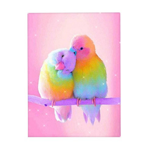 오늘의오브제 DIY 보석십자수 패브릭 원단형 35x25cm, 2_38_잉꼬 한 쌍, 1개