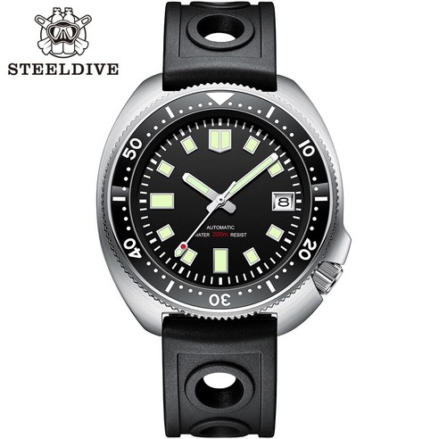 SD1970 Steeldive 브랜드 트로픽 스트랩 44MM 스테인레스 스틸 케이스 사파이어 남성 NH35 다이브 시계 세라믹 베젤