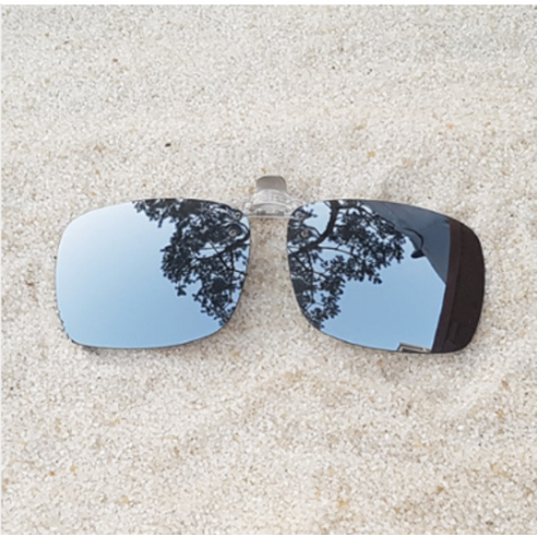 P클립 사각 스퀘어스타일 특대사이즈 XL 편광 미러렌즈 플립 탈부착 클립형 선글라스