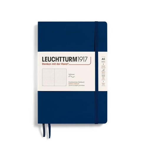 로이텀 LEUCHTTURM1917 – 노트북 소프트커버 미디엄 A5-123 필기 및 저널링용 번호가 매겨진 페이지 (룰드 무연탄) 450862, Dotted, 네이비, Navy 불편한편의점 Best Top5