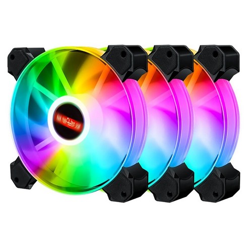 Monland 3개 Rgb 컴퓨터 케이스 팬 12Cm 자동 발광 3Pin + 4Pin 냉각 Cpu Pc, 검정& 흰색