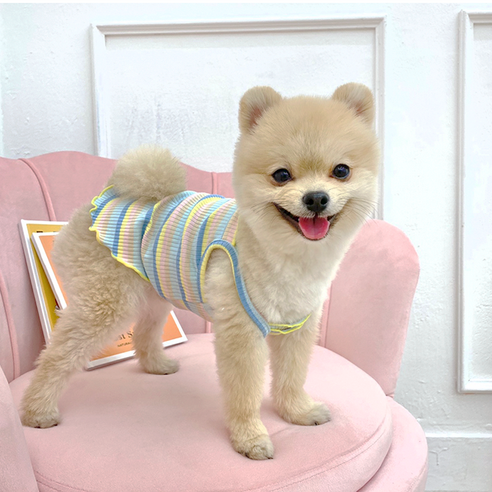 [국내생산]데댕 파스텔 라인 강아지나시 강아지민소매 (2color/XS-2XL), 블루