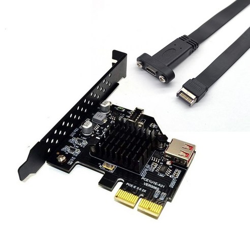 Xzante PCI-E 2X - USB 3.1 Type E 마더보드용 전면 패널 소켓 어댑터 카드 익스프레스, 검은 색