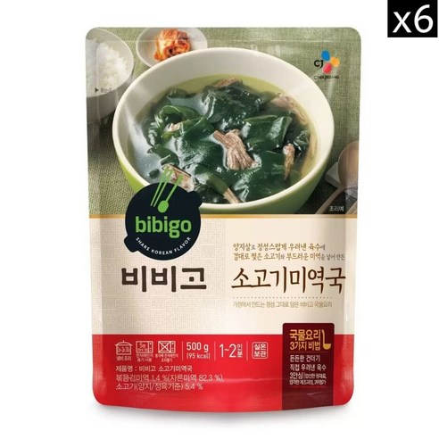 비비고 미역국, 500g, 6개