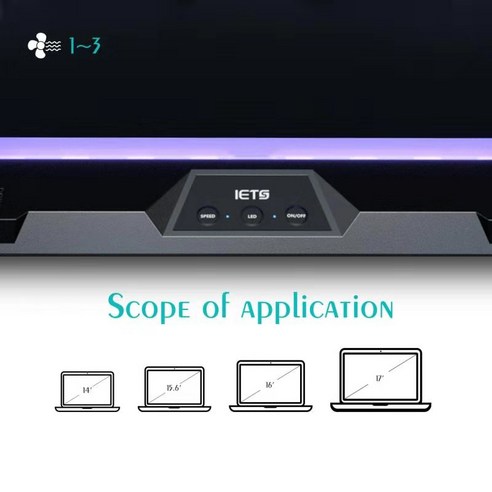 IETS 노트북 쿨러 받침대 RMC GT300, 고급형 쿨러, LED, 소음 측정 영상, 유튜버 씨디맨, 75,000원, 735개의 평가, 4.5/5 평점, KC 인증정보, 2020년 4월 출시, 중국 제조국, 노트북 호환 가능