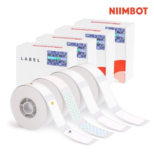 시노링크 프리픽 라벨지 세트 NIIMBOT D11 D110 D101 H1S 님봇 라벨프린터 전용, D03. 화이트x2+일러x2 [4롤]