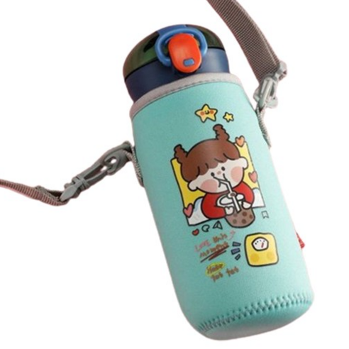 FANSDA 350/500ML 크로스 캐릭터 물병 가방, 1개, 500그린
