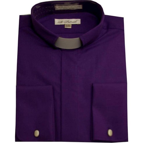 Regular and Big and Tall Long Sleeve Clergy Shirts Tab Collar to Size 24 Neck in Black Purple and