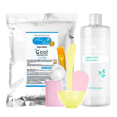 메디플라워 대용량 모델링팩 스타터팩 / 모델링팩+팩도구 6종+멀티 부스터 500ml, 쿨 1kg+팩도구 6종, 카밍 멀티 부스터 500ml, 1세트