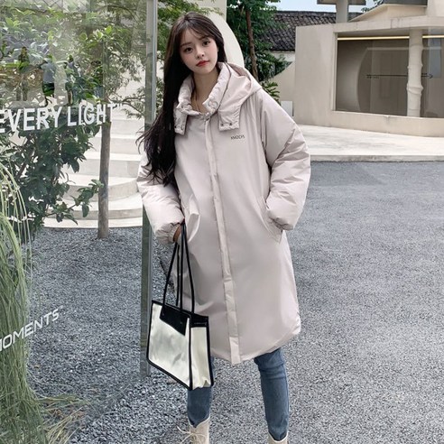 ANYOU 여성 후드 데일리 베이직 클래식 롱 패딩 겨울 캐주얼 루즈핏 패딩 코트