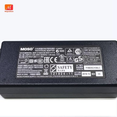 MOSO 48V 1.36A 65W MSP-Z1360IC48.0-65W HU10421-140108 AC 어댑터 Hikvision 비디오 레코더 POE 전원 공급 장치 충전기, 5) no ac cable