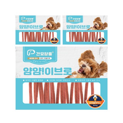 피플펫 강아지져키 견묘양품 얌얌이브로 4가지맛, 3개, 300g, 오리슬라이스x3개