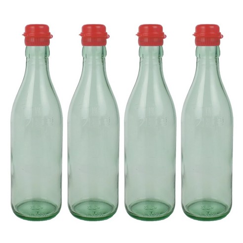 가인글로벌 청색 기름병350 유리병 참기름병 용기, 빨강, 4개, 350ml