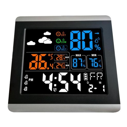 온도 습도 전시를 가진 큰 LCD 색깔 디지털 방식으로 테이블 자명종, 설명 설명, 플라스틱