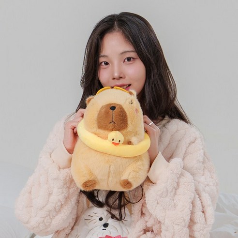 말랑마쥬 귀여움주의 애착인형 동물 캐릭터 카피바라 베어 선물 쿠션 바디필로우, 썸머튜브바라
