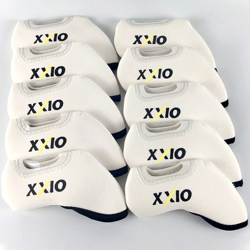 XXIO 프리미엄 아이언커버 PU가죽 골프채 골프커버 레트로 숫자 10종세트, 흰색