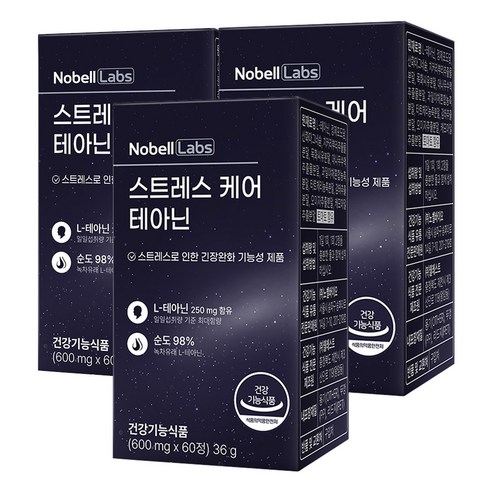 노벨랩스 스트레스 케어 테아닌, 3박스, 60정