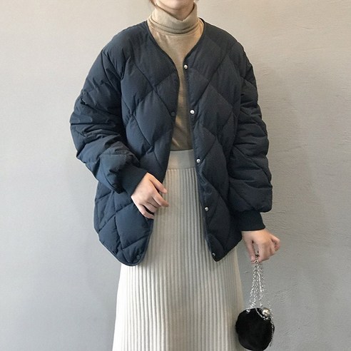 퀼팅자켓  여성용 노카라 누빔 패딩 점퍼 경량패딩 Women's coat