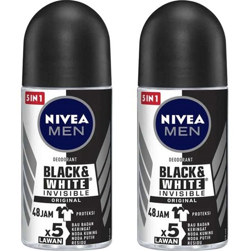 니베아 Nivea MEN 48h 맨 블랙앤화이트 데오드란트, 4개, 50ml 데오드란트엑스트라화이트