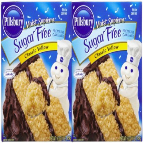 1+1 Pillsbury 모이스트 슈프림 무설탕 클래식 옐로우 케이크 & 컵케이크 베이킹 믹스 16온스, 권위 있는_1파운드(1팩), 1개