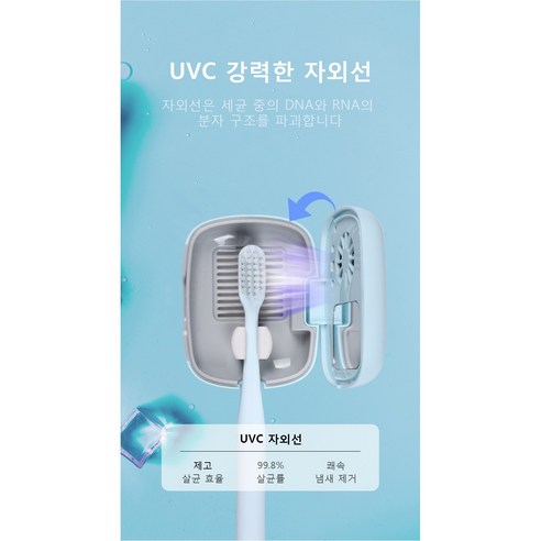 무선 휴대용 칫솔살균기 자외선 가정용 칫솔살균기 겸 건조 기능, 하늘색