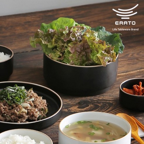 에라토 옳음 식기 면기 비빔밥그릇 샐러드볼 윤스테이 비빔밥 덮밥그릇, 블랙, 1개 - 면기 | 쿠팡