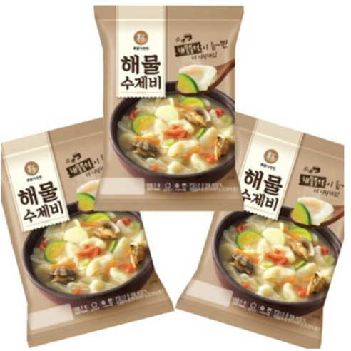 이가자연면 시원한 해물수제비 188.5g x3개, 3개