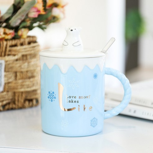 DFMEI 겨울 귀여운 캐릭터 북극곰 도자기 컵 문예원숙 머그컵, DFMEI like_400ML