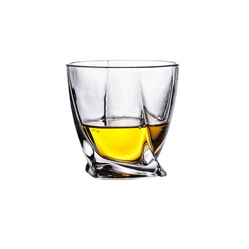 ANKRIC 물컵 [] 유럽 크리스탈 유리 위스키 컵 바 KTV 맥주컵 가정용 컵, 회오리 술잔 ‘280ML’ 48개개