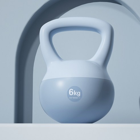 소음 없는 투톤 말랑한 소프트 스윙 케틀벨, 6kg, Blue, 1개