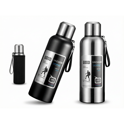 코코리브 스텐316 보온보냉병 파우치 세트, 1개, 800ml, 스틸