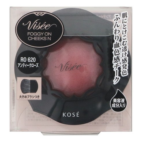 KOSE 비세 포기 온 치크스 N 브러시 내장, 1개, RO 620 앤티크 로즈