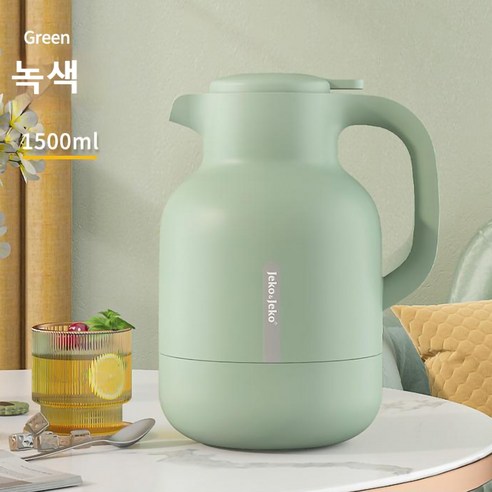 보온 보냉 주전자 2L 원터치 보온병 48시간 장시간 보온, 1.5L, 그린