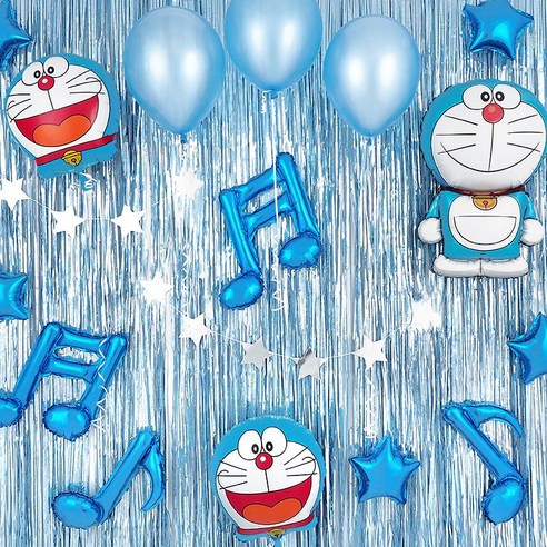 파티팡 B004 홈파티 장식세트 [도라에몽 룰루랄라 블루] 파티용품 파티풍선 생일파티, 1개
