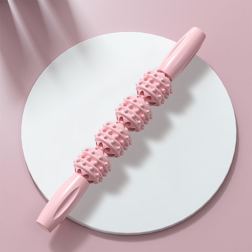 요가 마사지 롤러 헬스 근육 근막봉, 핑크 - 네 바퀴