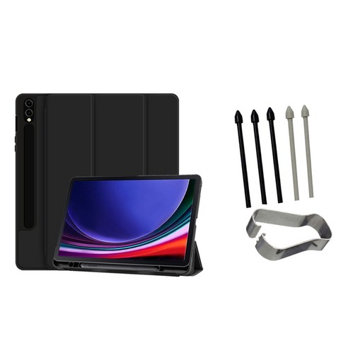 갤럭시탭S9 S9플러스 S9울트라 S펜수납 북커버 케이스 S9+ 케이스나라, 블랙