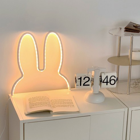 USB실내 LED 토끼 무드등, 스몰 29*30, 흰색