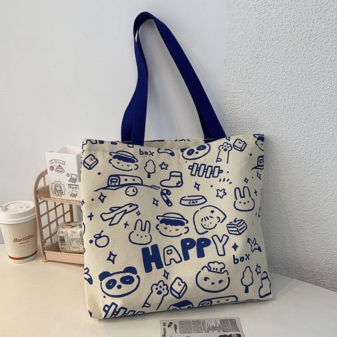 일본풍 귀여운 일러스트 토트백 에코백 캐쥬얼 캔버스 가방