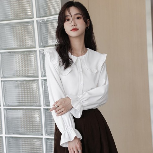 SU 인형 칼라 긴팔 셔츠 여성의 가을 겨울 새로운 한국어 스타일 디자인 틈새 세련된 탑