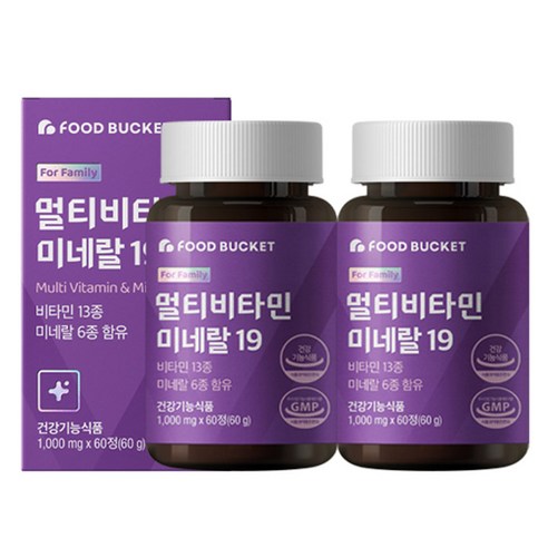 푸드버킷 멀티비타민 미네랄 19, 60정, 2개