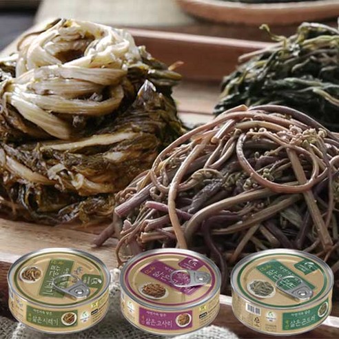 자연의 숨결을 담은 풍요로운 식탁, 국내산 삶은 나물 3종 세트 캔나물