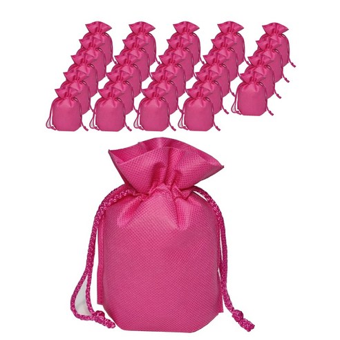 부직포 주머니 선물 미니 복주머니 25장 1묶음 더스트백, 15cm(가로)X18cm(세로) 핑크