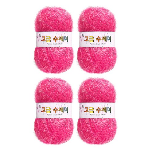 울클럽 별꽃수세미 DIY 고급수세미실 4볼세트 + 동영상제공, 124형광핑크