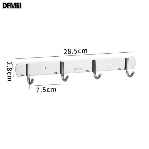 DFMEI 주방후크 강력 비스코스 후크 내하중 펀칭방지 벽옷후크 스테인레스 욕실후크 304 후크, 304 후크-4 후크