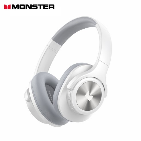 MONSTER 몬스터 초경량 스테레오 블루투스 헤드폰 노이즈 캔슬링 접이식 유무선 겸용 게이밍 헤드셋, MISSION 200, 화이트