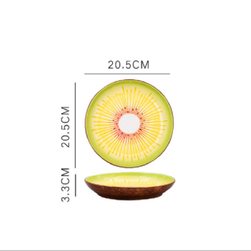 [XIG] 과일 모양의 세라믹 샐러드 접시 귀여운 가정 요리 스낵 플레이트 야외 피크닉 플레이트, 하나, Kiwi